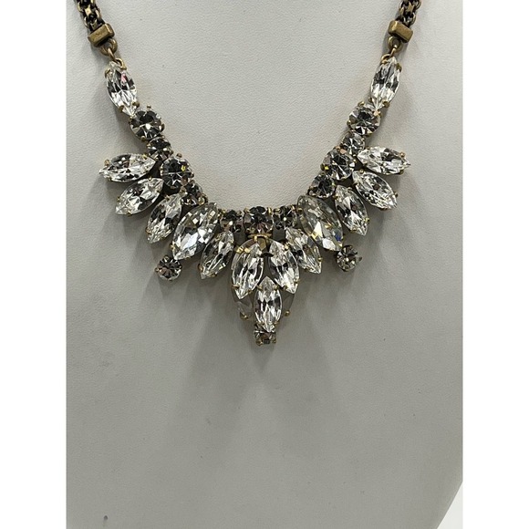 J. Crew Faceted Multi-Shaped Rhinestone Stacked 3D Prong set Necklace on ebay - Picture 2 of 14